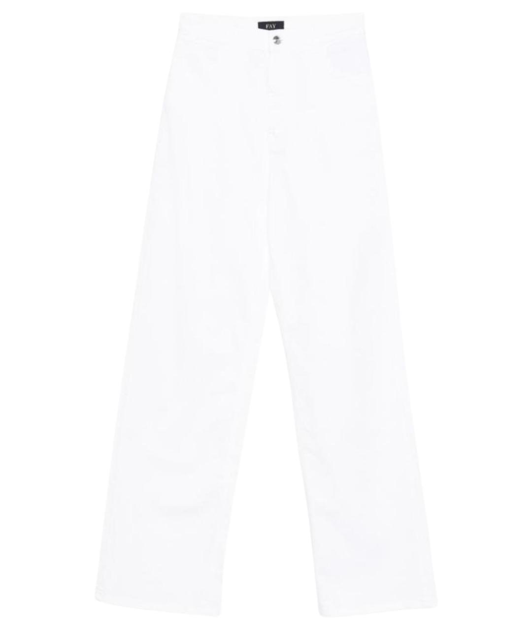 FAY Белые хлопковые прямые джинсы, фото 1