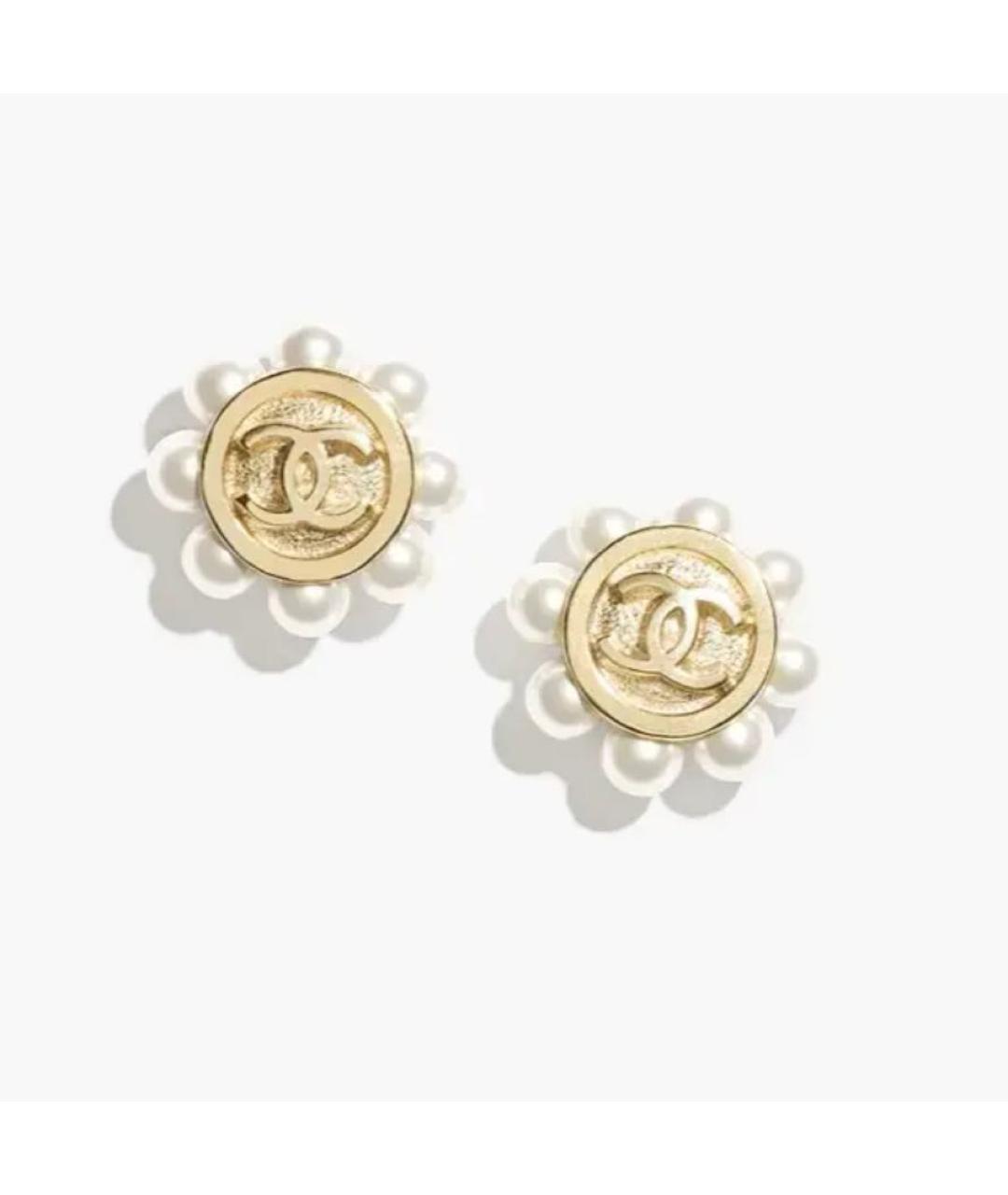 CHANEL Золотые металлические серьги, фото 1