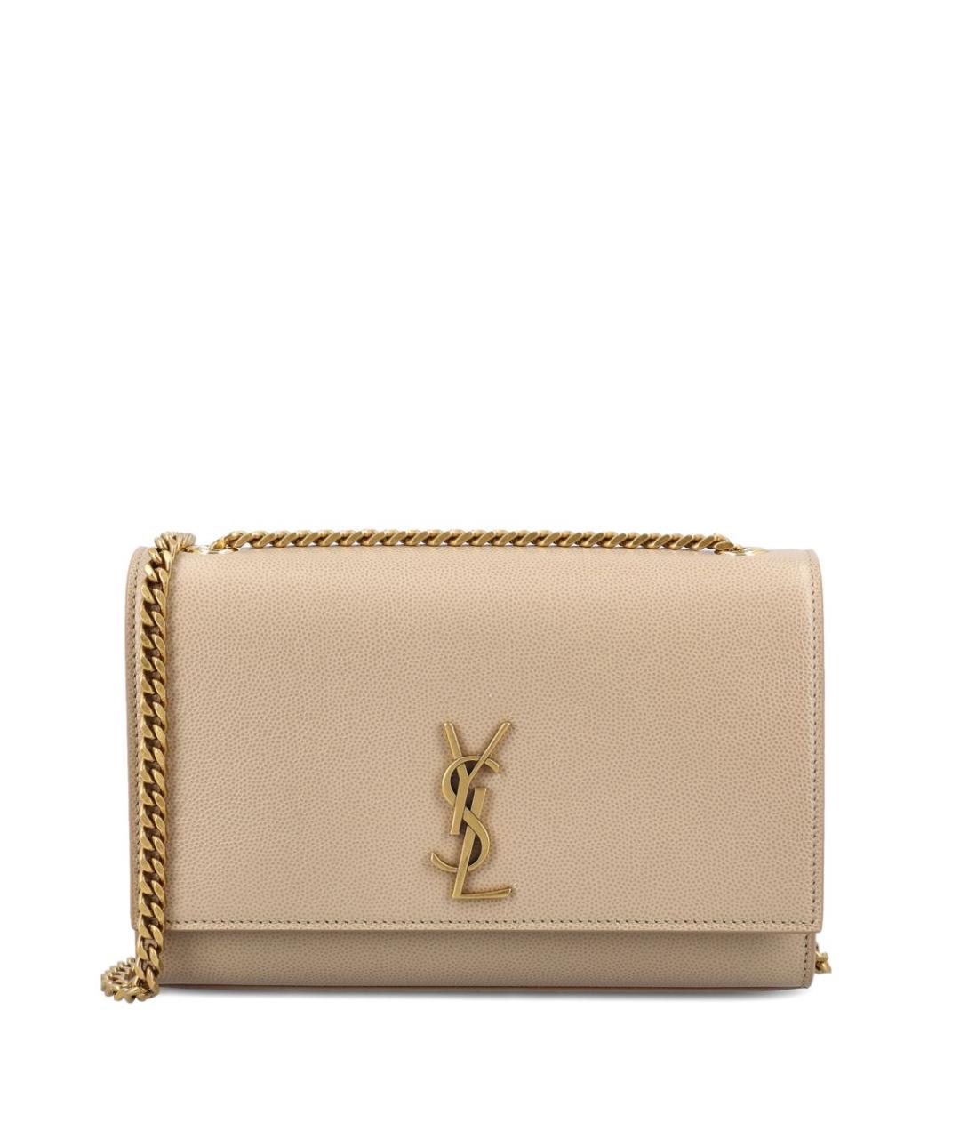 SAINT LAURENT Бежевая кожаная сумка через плечо, фото 1