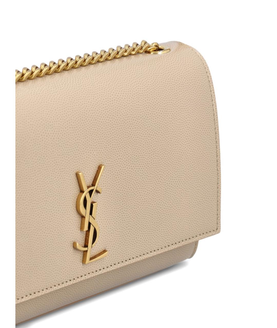 SAINT LAURENT Бежевая кожаная сумка через плечо, фото 3