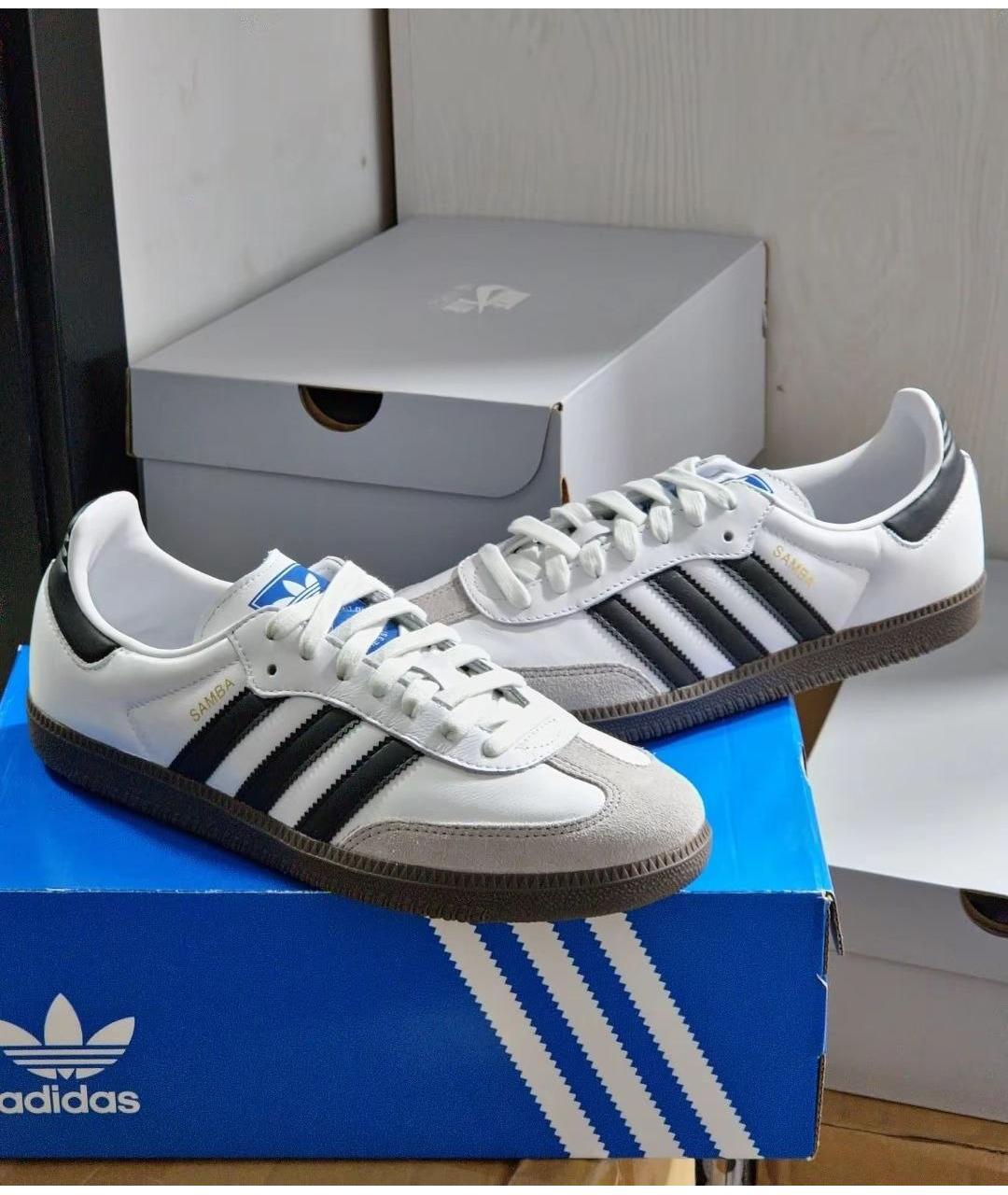 ADIDAS Белые кожаные кроссовки, фото 4