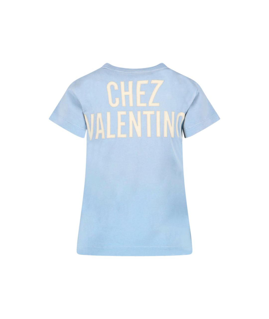 VALENTINO Голубая хлопковая футболка, фото 2