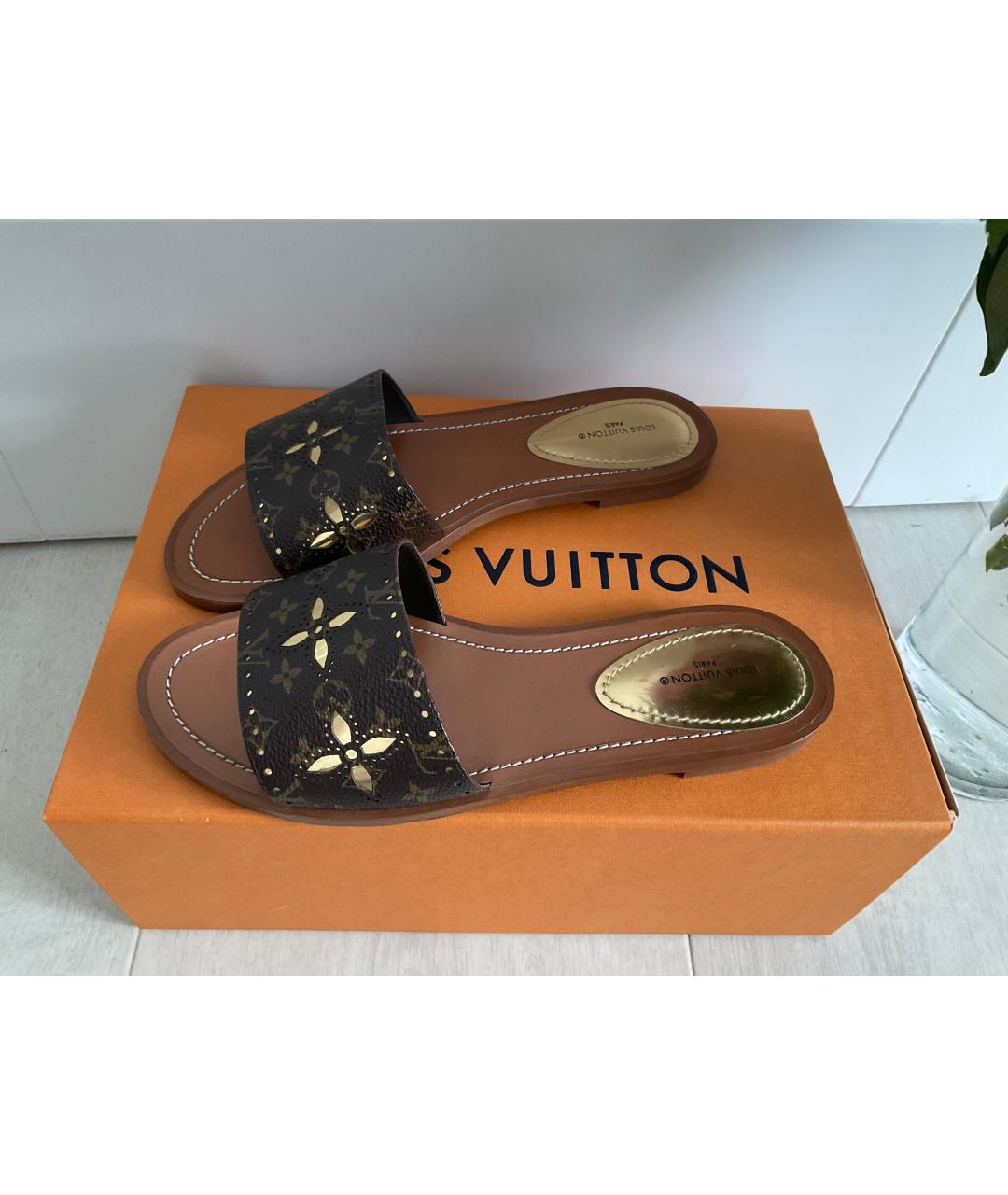 LOUIS VUITTON Коричневые шлепанцы, фото 4