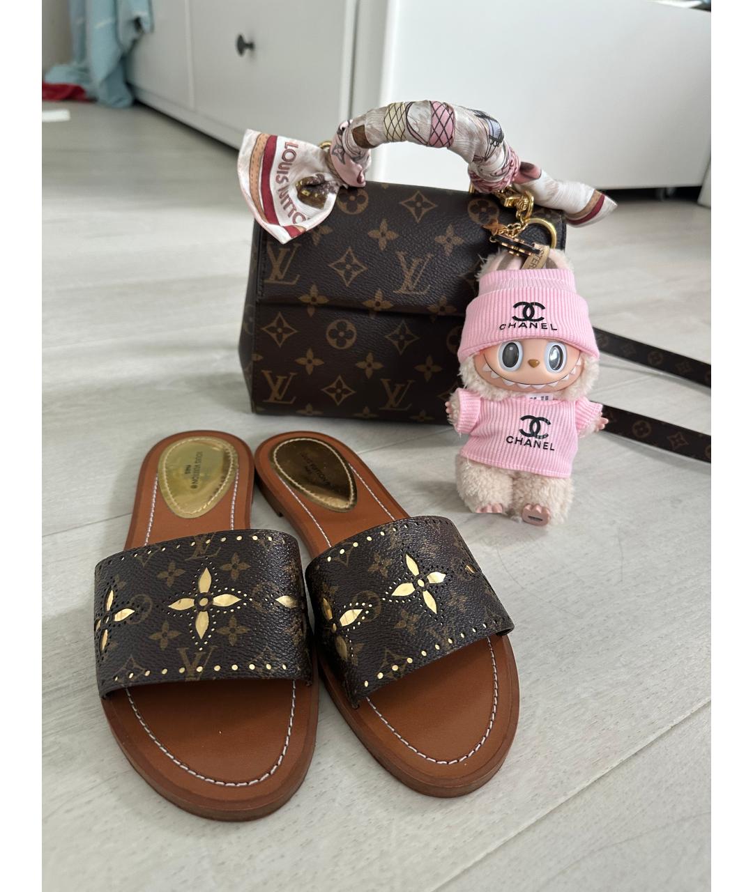 LOUIS VUITTON Коричневые шлепанцы, фото 3