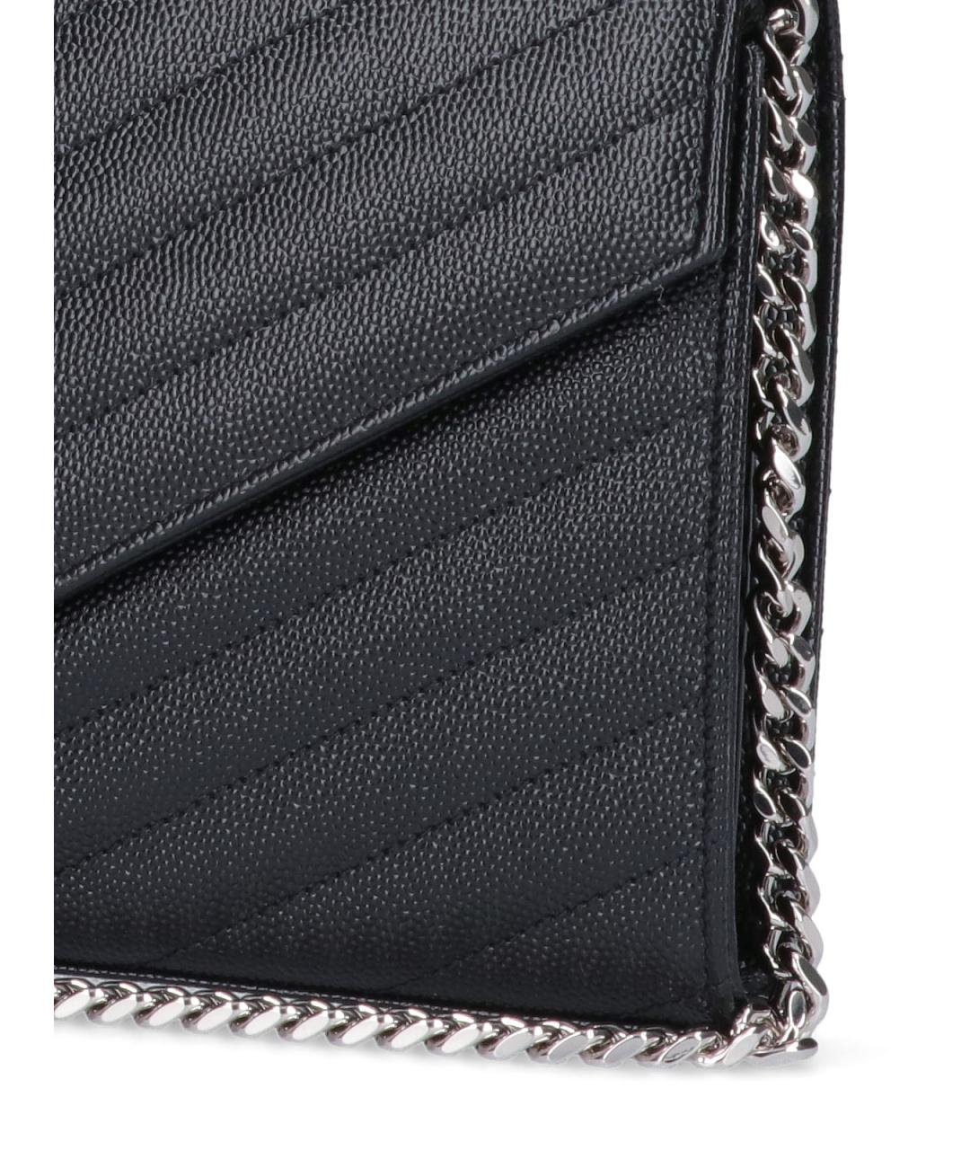 SAINT LAURENT Черный кожаный кошелек, фото 5