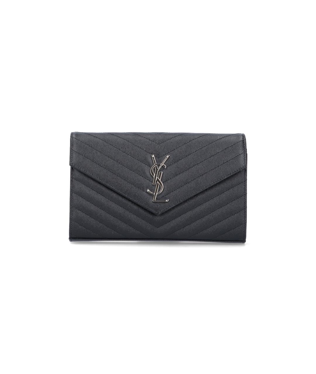 SAINT LAURENT Черный кожаный кошелек, фото 1