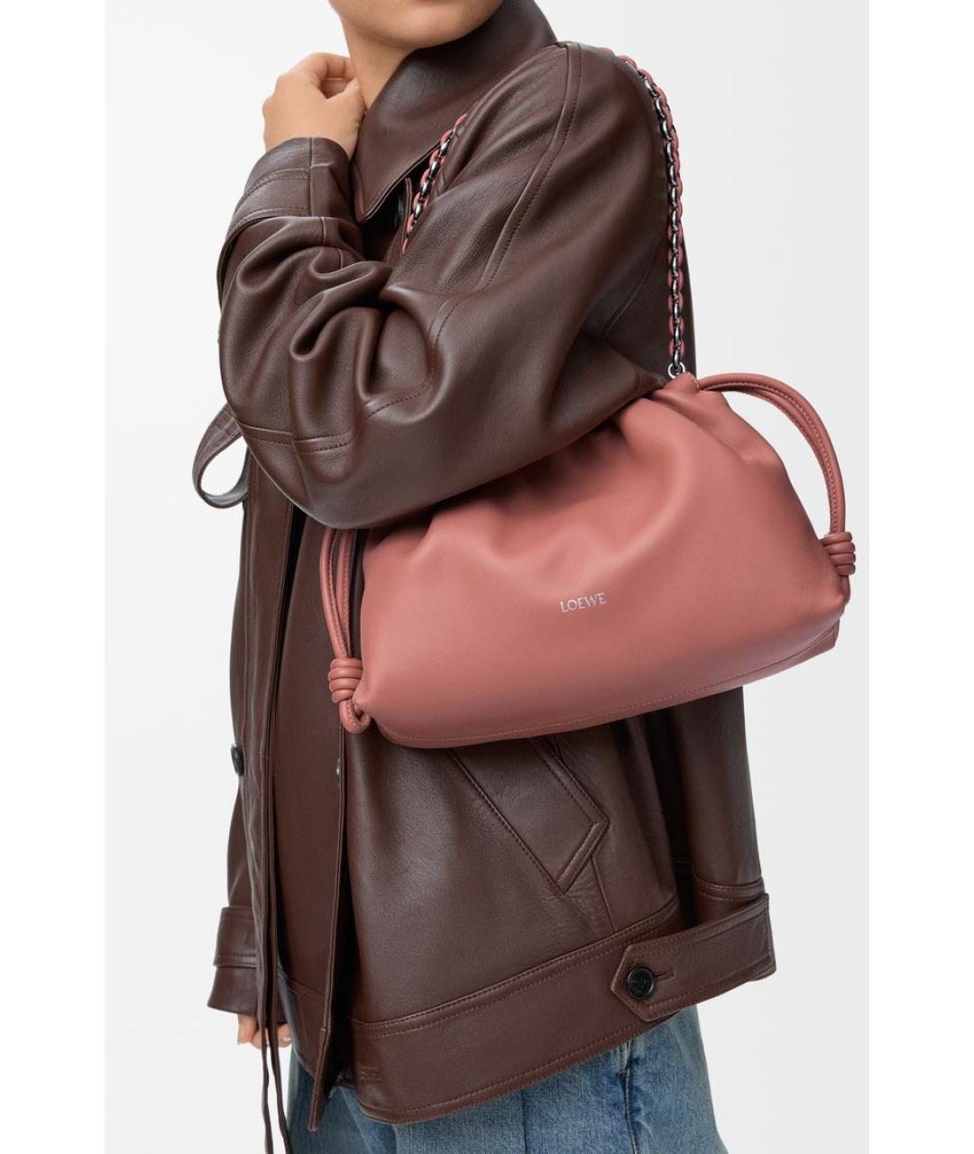 LOEWE Коралловая кожаная сумка через плечо, фото 2