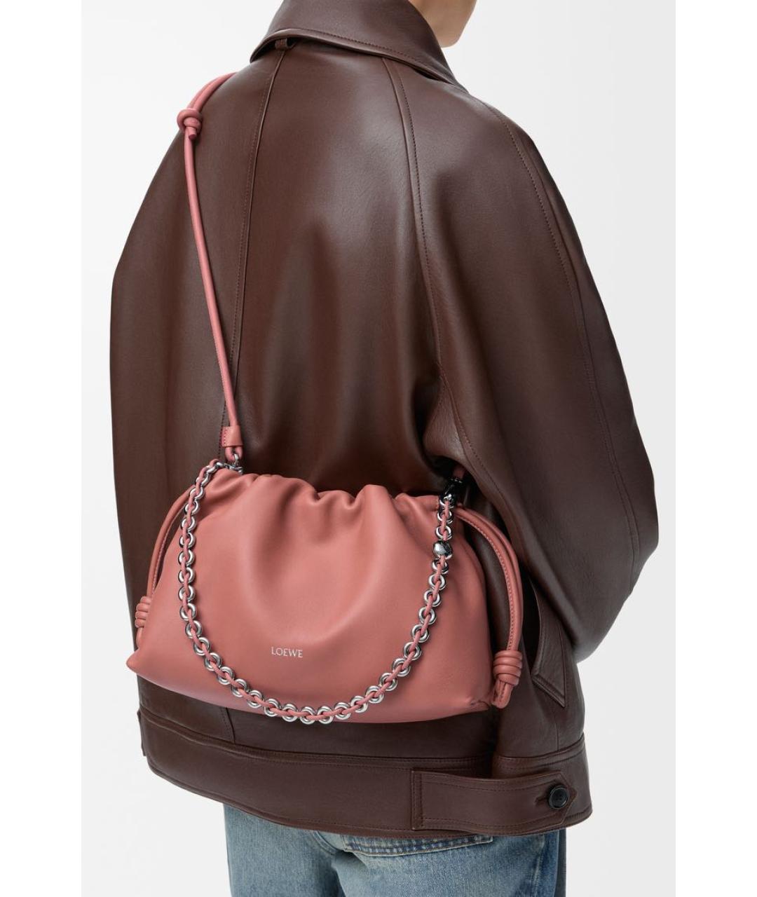 LOEWE Коралловая кожаная сумка через плечо, фото 4