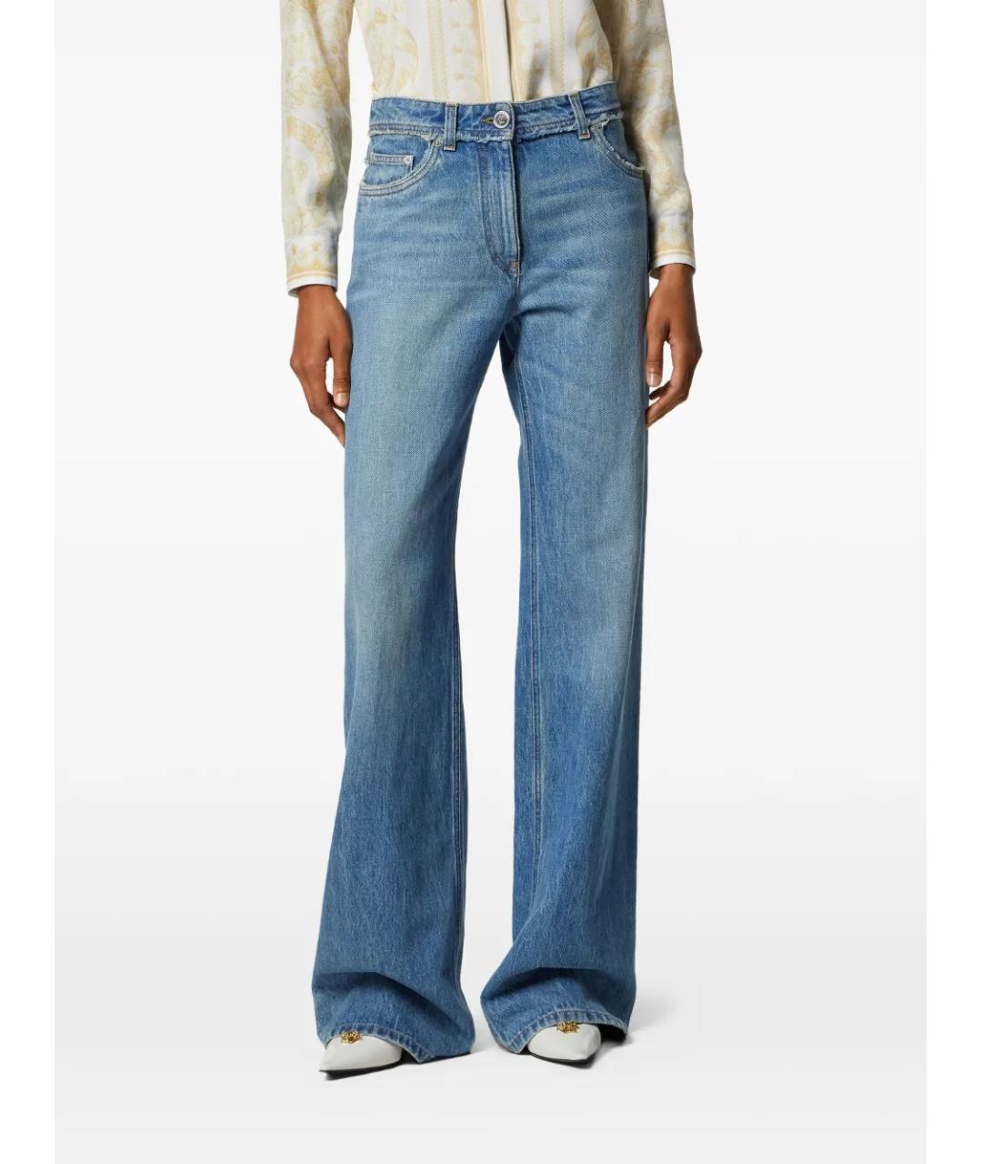 VERSACE Синие хлопковые прямые джинсы, фото 4