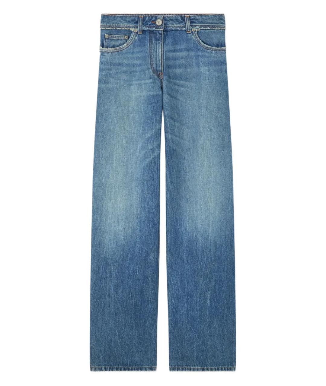 VERSACE Синие хлопковые прямые джинсы, фото 1