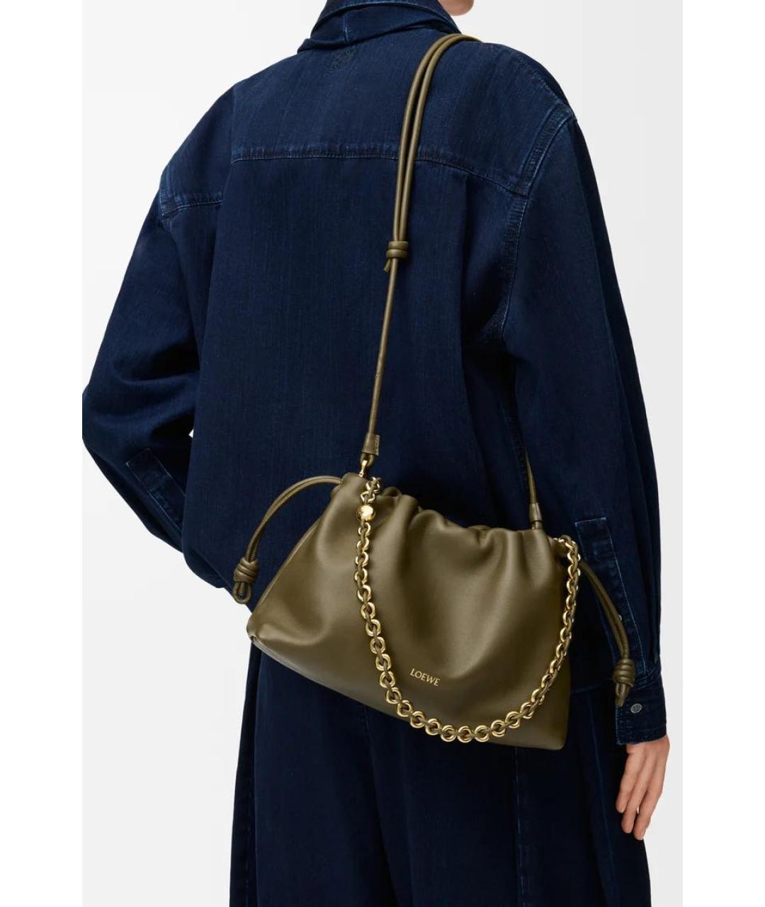LOEWE Хаки кожаная сумка через плечо, фото 3
