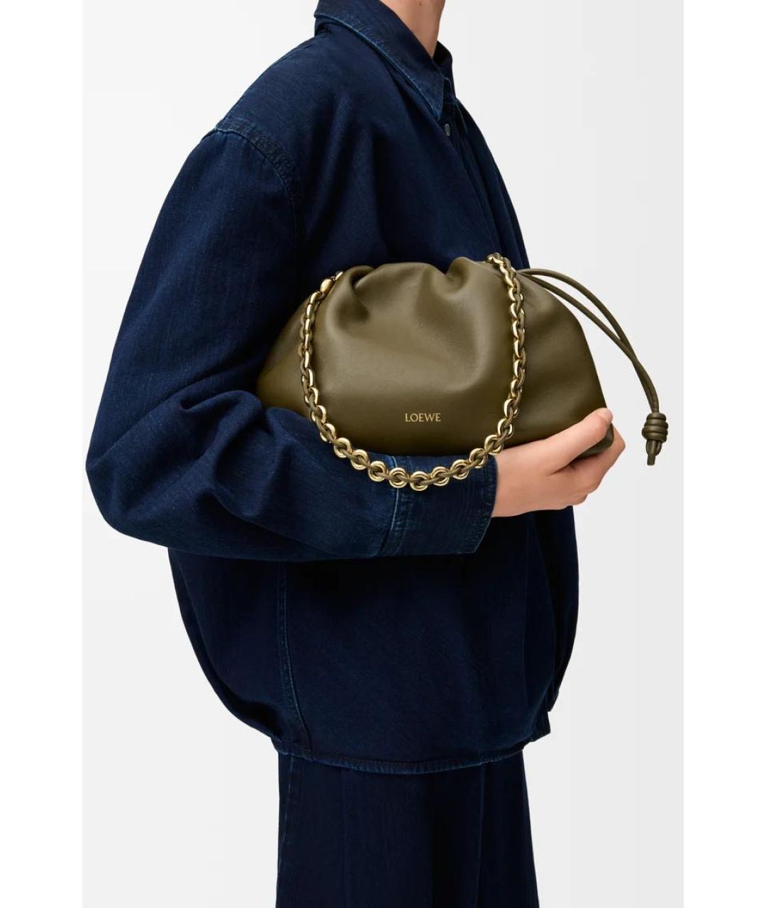 LOEWE Хаки кожаная сумка через плечо, фото 2