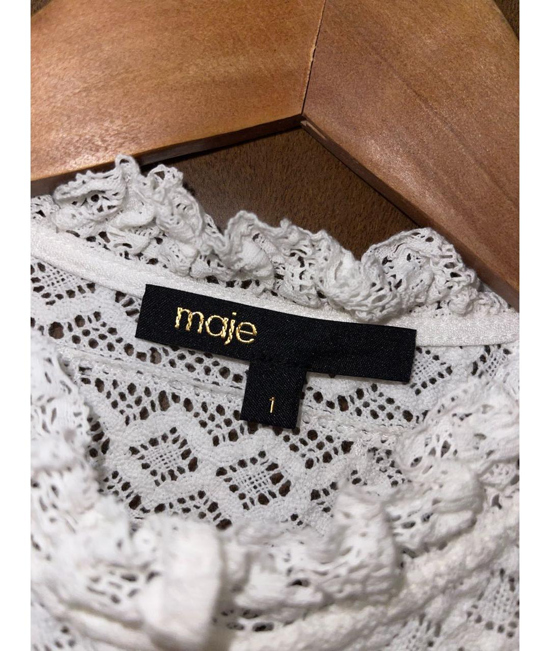 MAJE Белая вискозная блузы, фото 6