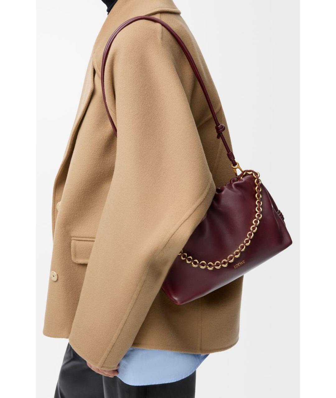 LOEWE Бордовая кожаная сумка через плечо, фото 3