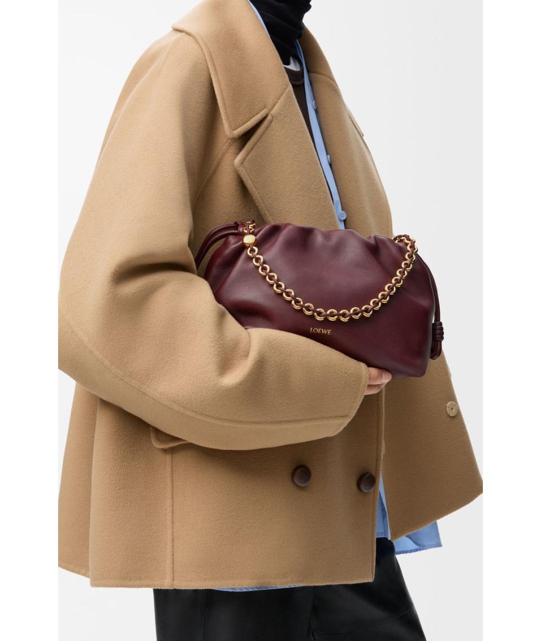 LOEWE Бордовая кожаная сумка через плечо, фото 2