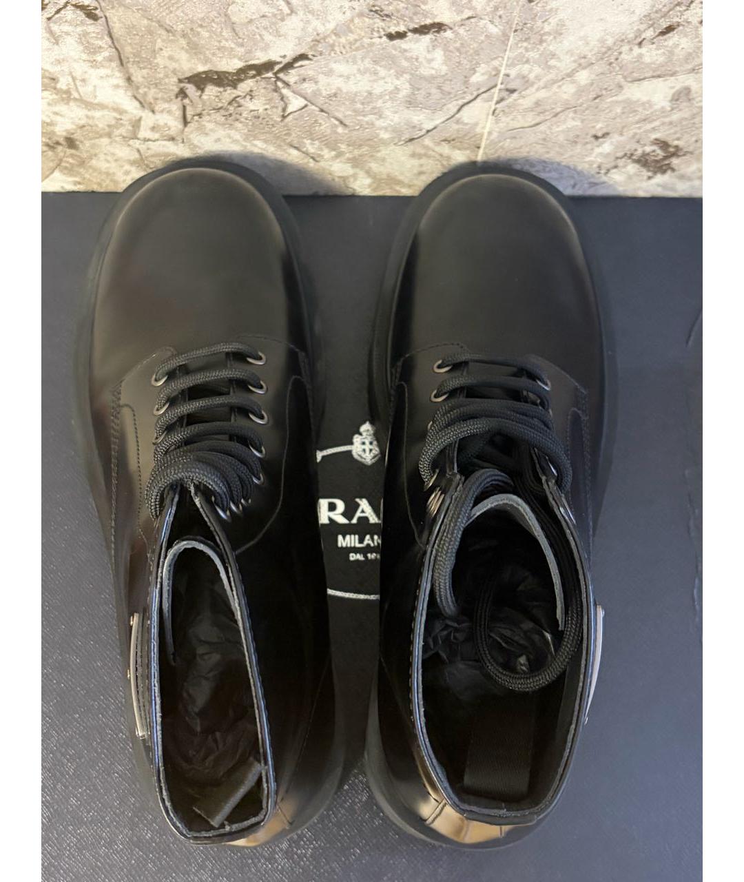 PRADA Черные кожаные высокие ботинки, фото 3