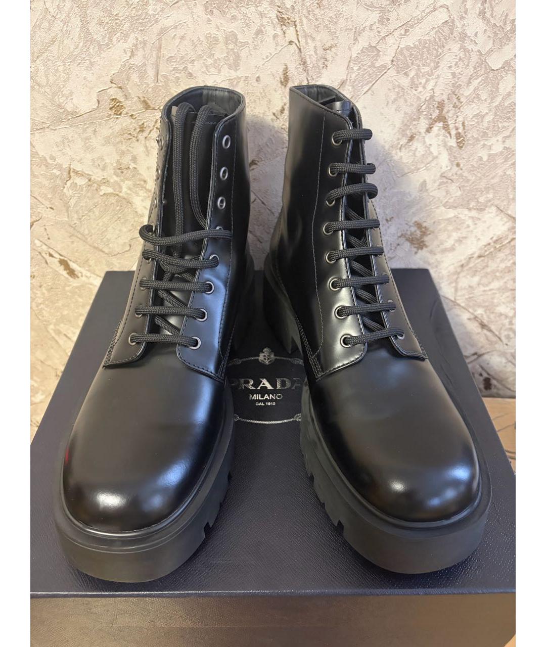 PRADA Черные кожаные высокие ботинки, фото 2