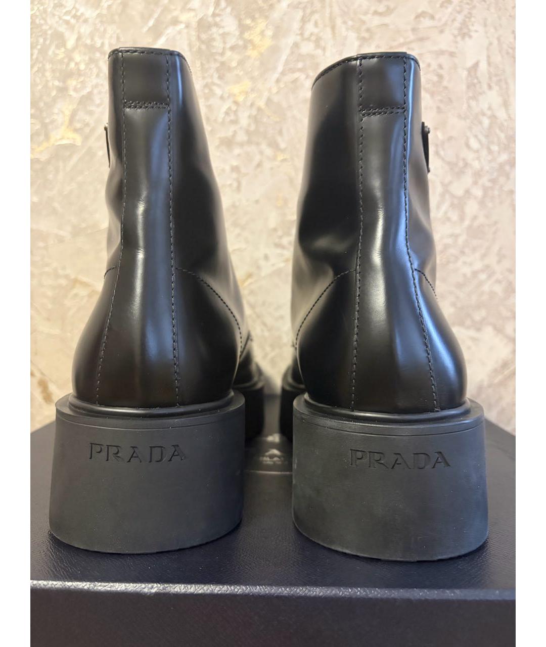 PRADA Черные кожаные высокие ботинки, фото 4
