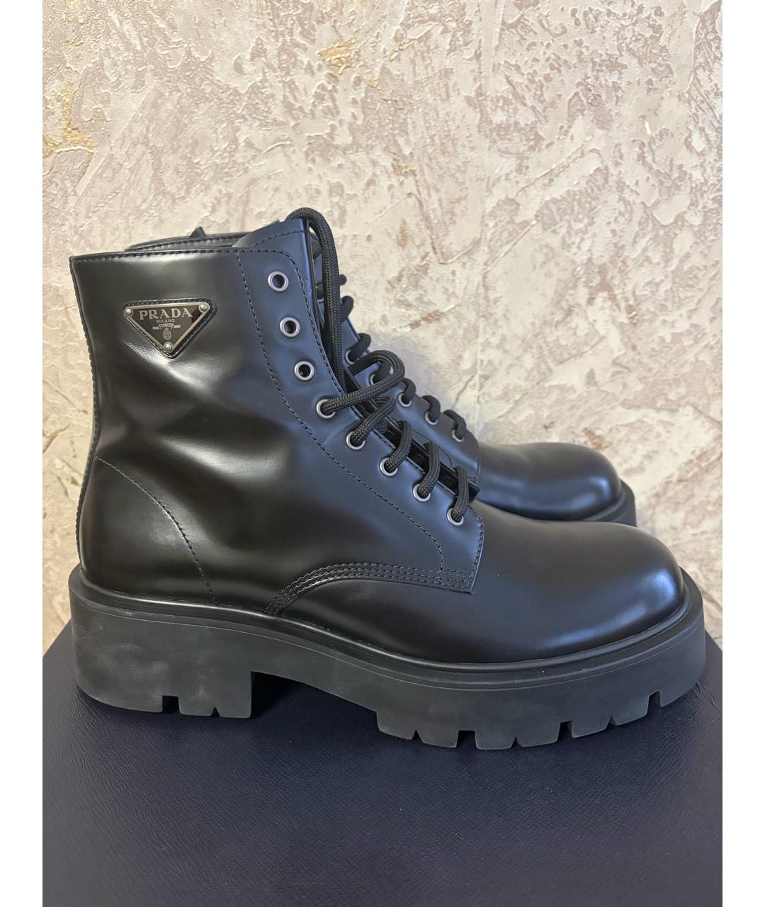PRADA Черные кожаные высокие ботинки, фото 5