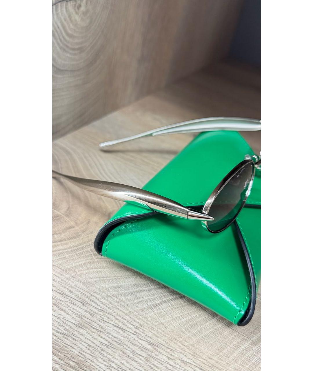 BOTTEGA VENETA Серебряные металлические солнцезащитные очки, фото 3