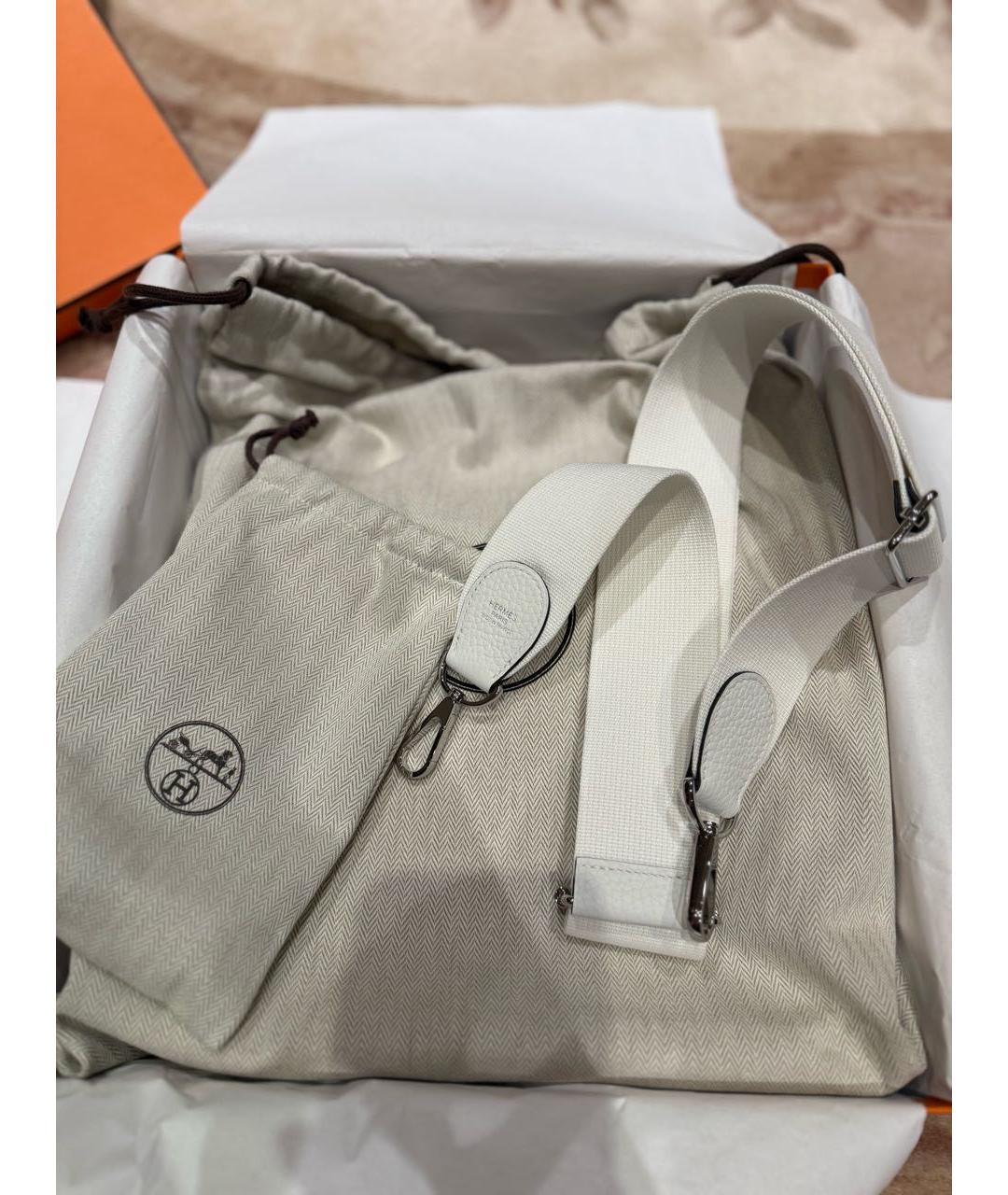 HERMES Белая кожаная сумка через плечо, фото 4