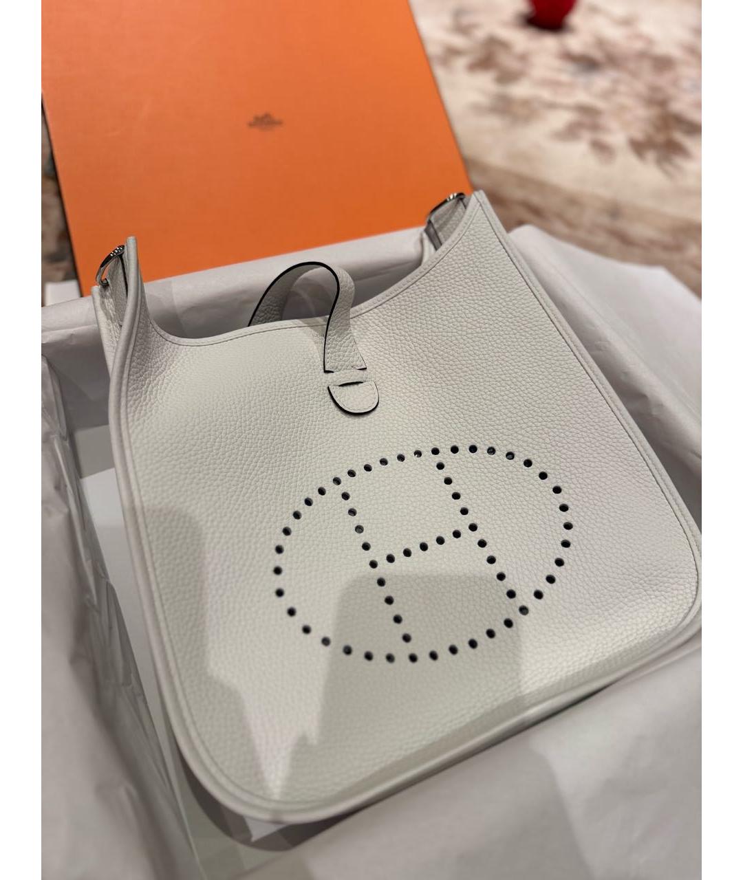 HERMES Белая кожаная сумка через плечо, фото 3