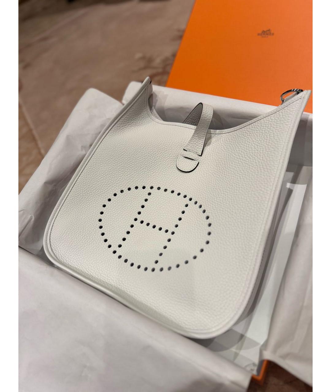 HERMES Белая кожаная сумка через плечо, фото 9