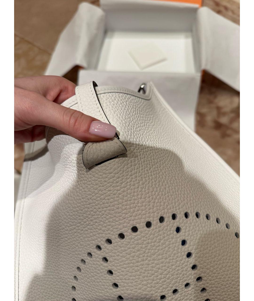 HERMES Белая кожаная сумка через плечо, фото 2