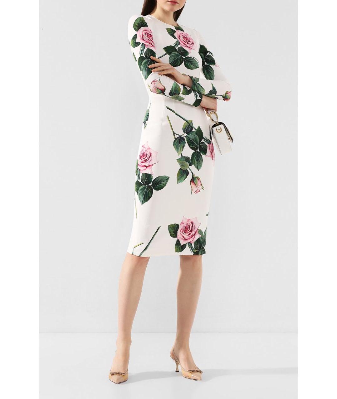 DOLCE&GABBANA Белое шелковое коктейльное платье, фото 3