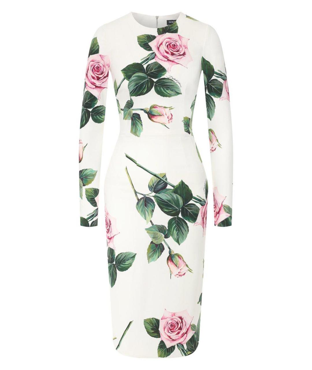 DOLCE&GABBANA Белое шелковое коктейльное платье, фото 4