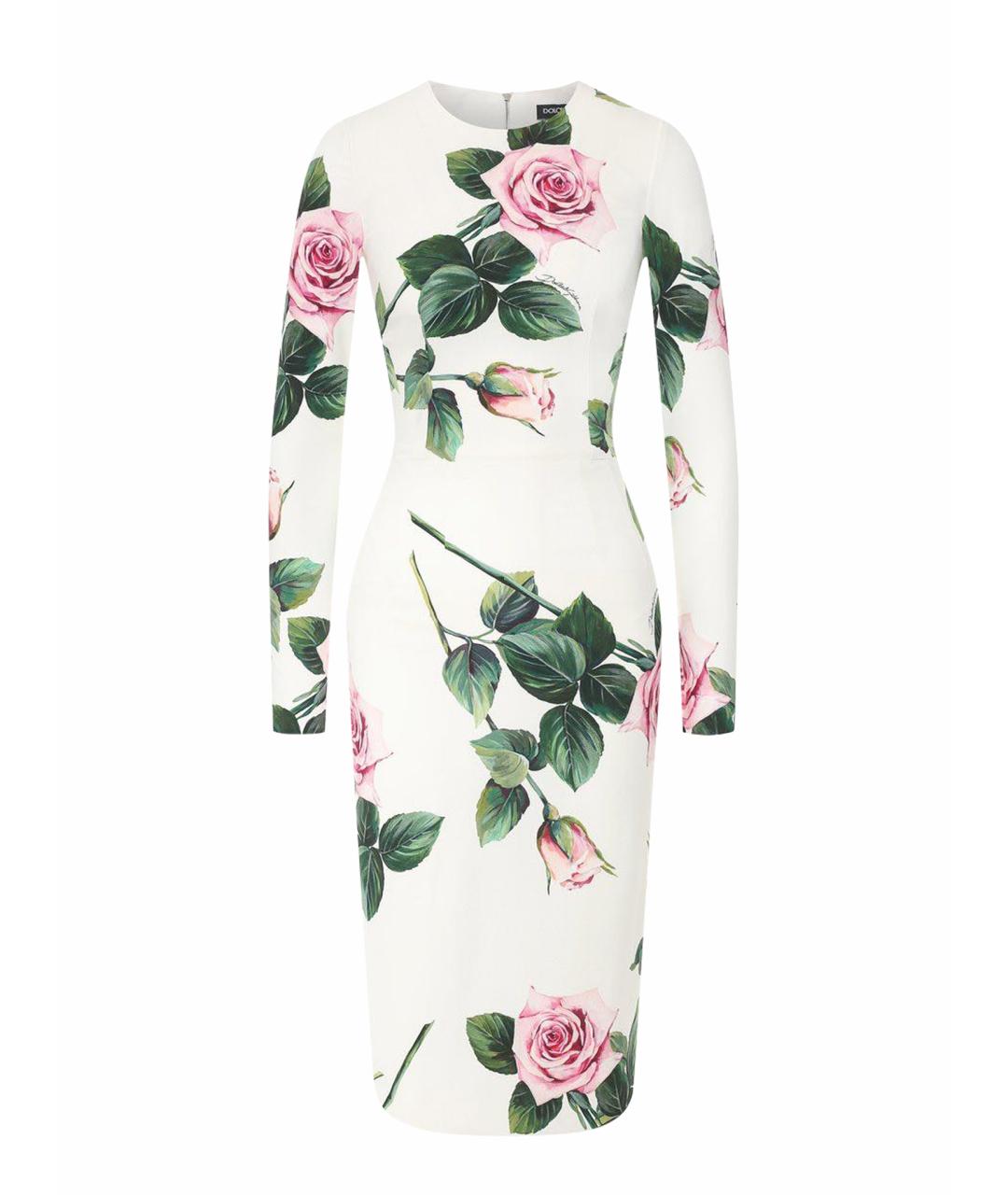 DOLCE&GABBANA Белое шелковое коктейльное платье, фото 1