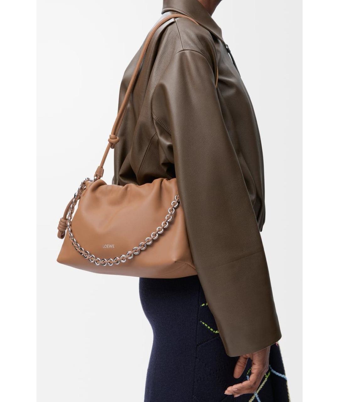 LOEWE Коричневая кожаная сумка через плечо, фото 3