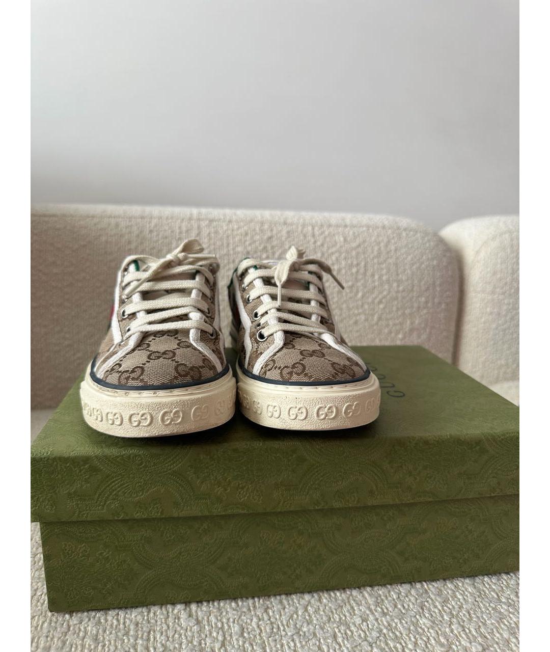 GUCCI Бежевые текстильные кеды, фото 5