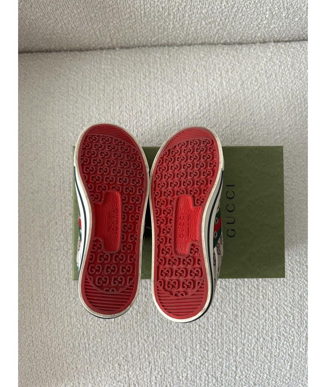 GUCCI Бежевые текстильные кеды, фото 7