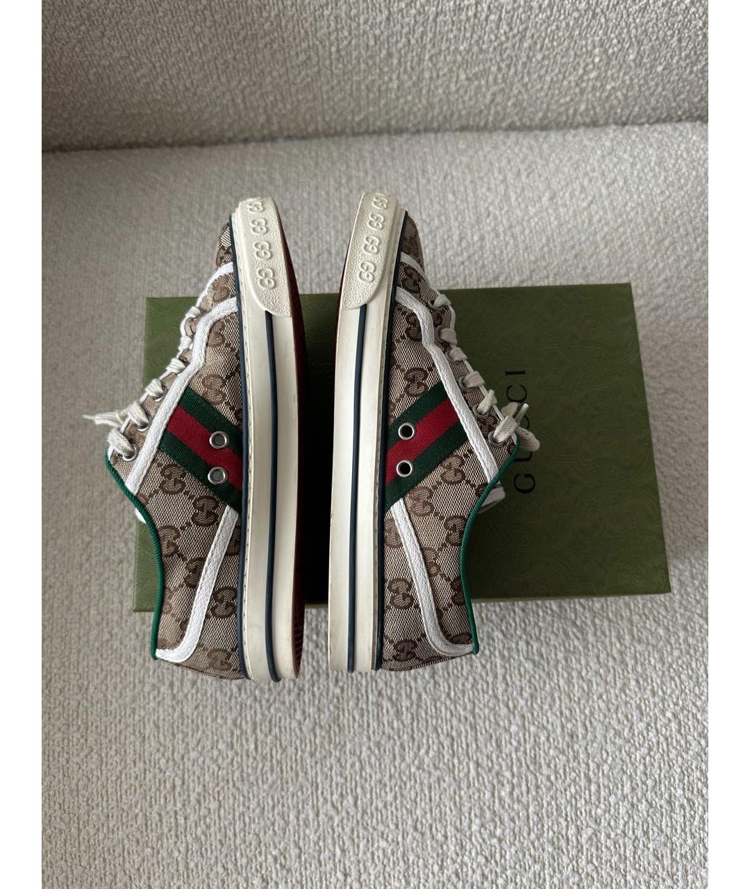 GUCCI Бежевые текстильные кеды, фото 3