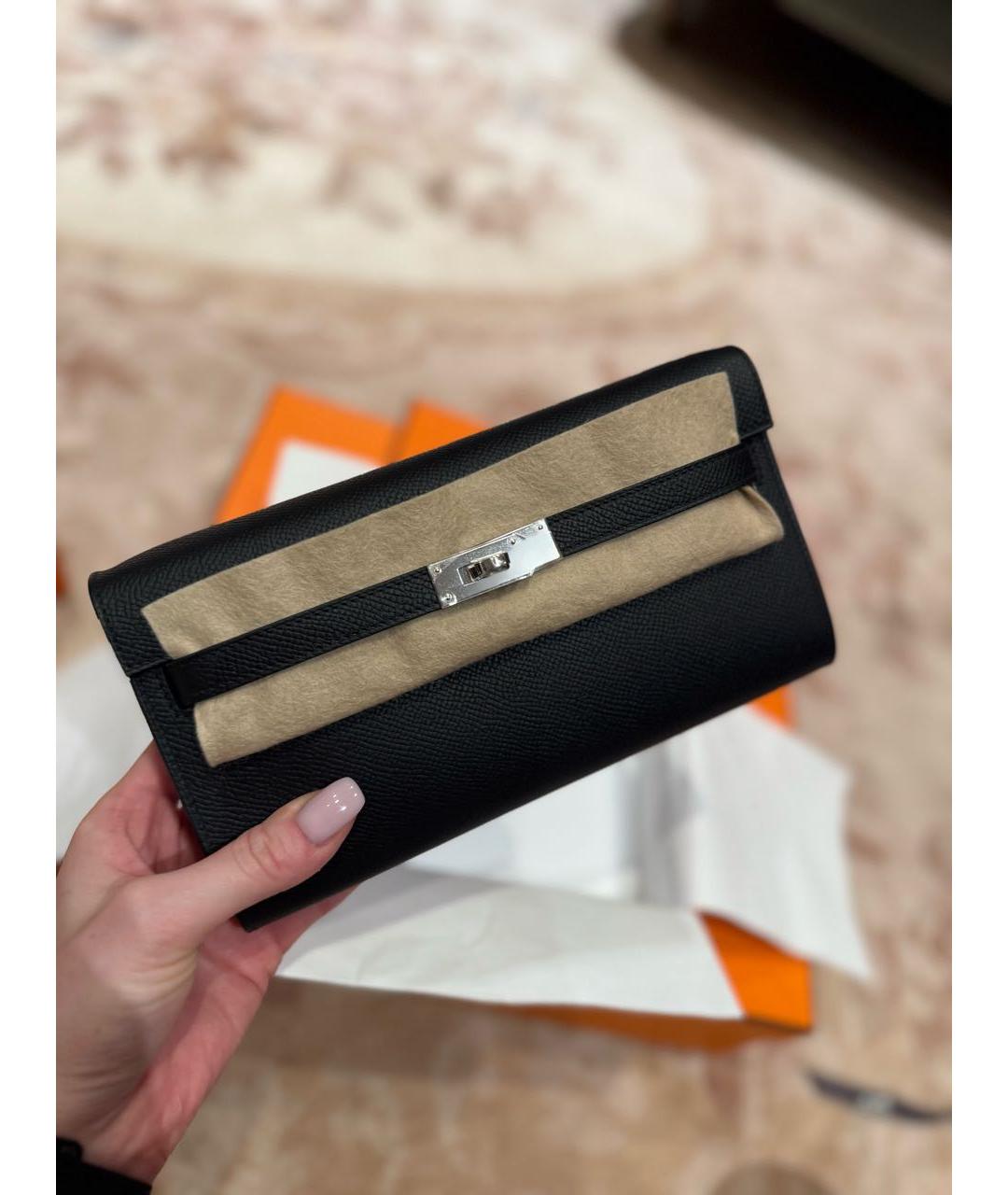 HERMES Черная кожаная сумка с короткими ручками, фото 3