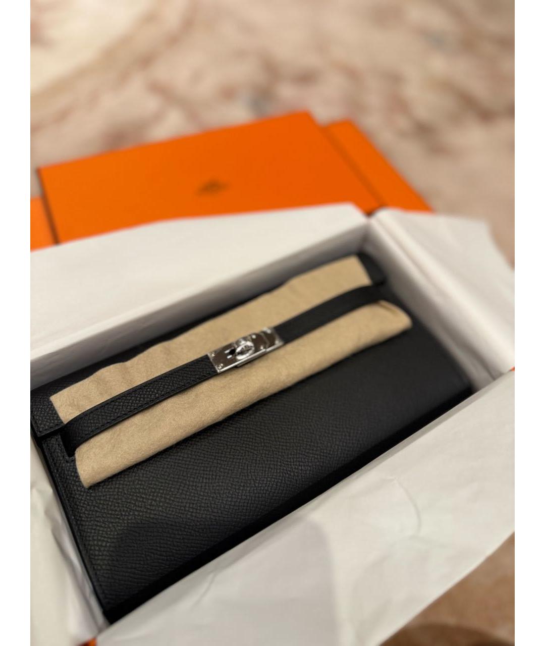 HERMES Черная кожаная сумка с короткими ручками, фото 2