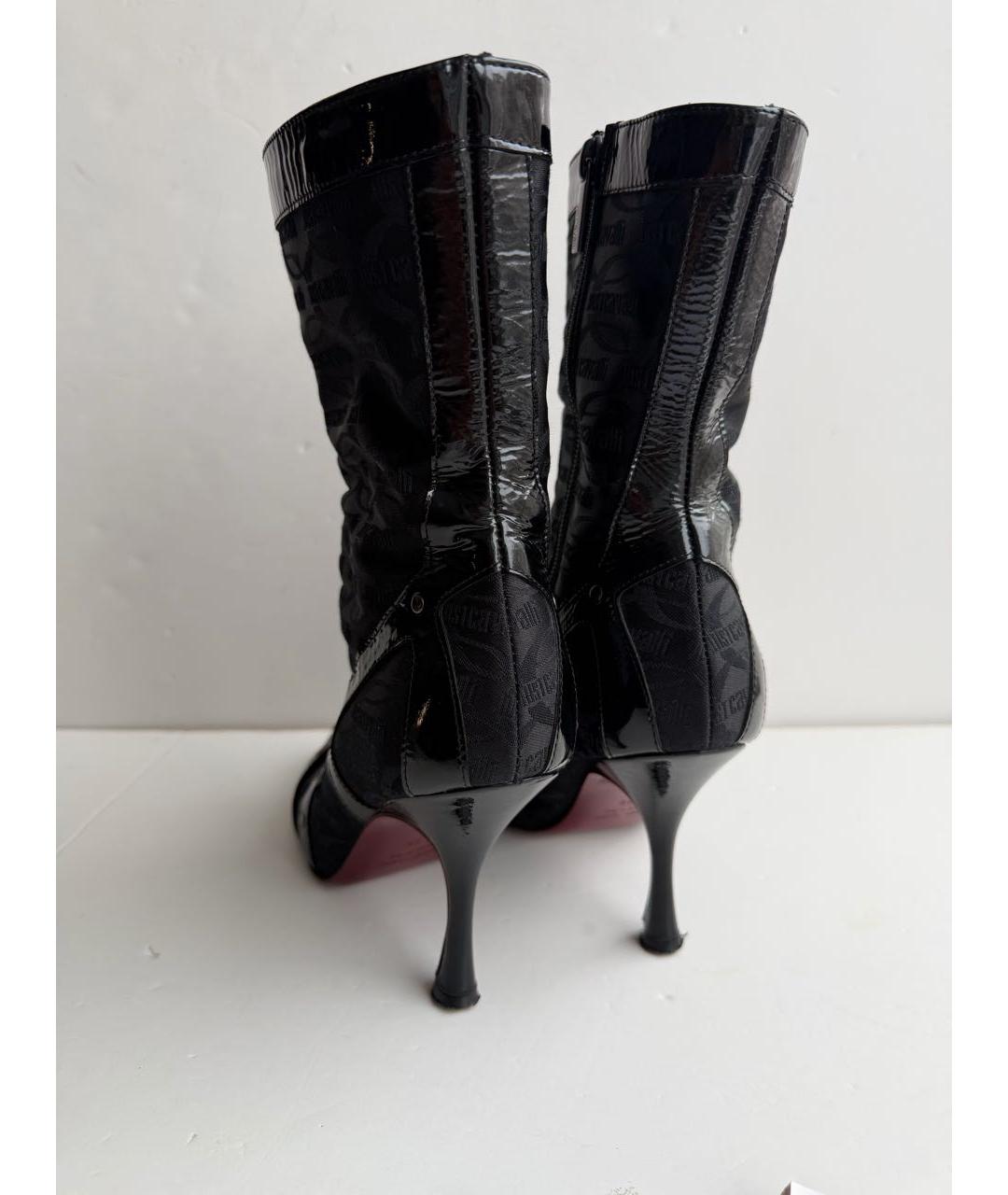 JUST CAVALLI Черные кожаные ботильоны, фото 2