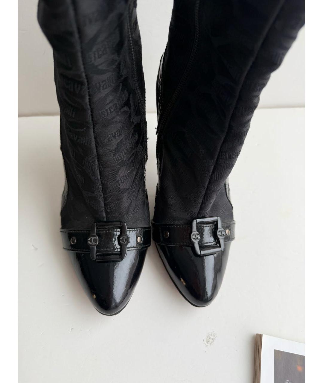 JUST CAVALLI Черные кожаные ботильоны, фото 4