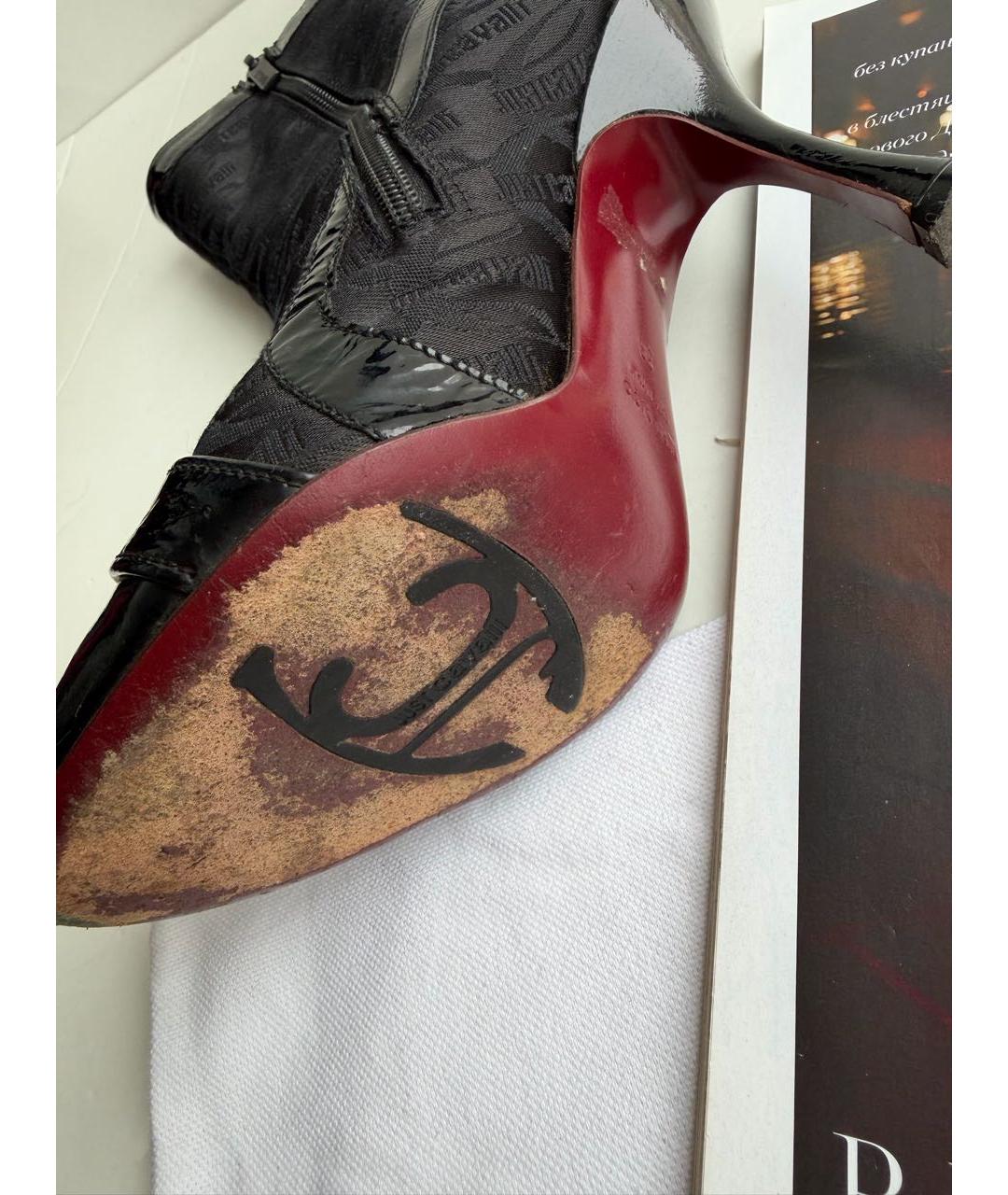 JUST CAVALLI Черные кожаные ботильоны, фото 6