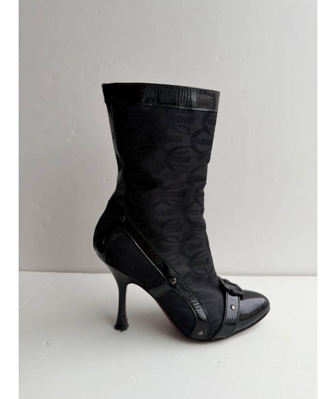 JUST CAVALLI Черные кожаные ботильоны, фото 7