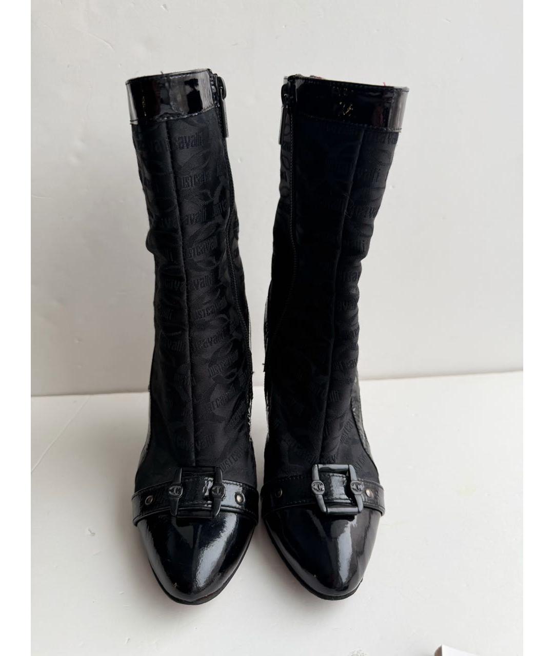 JUST CAVALLI Черные кожаные ботильоны, фото 3