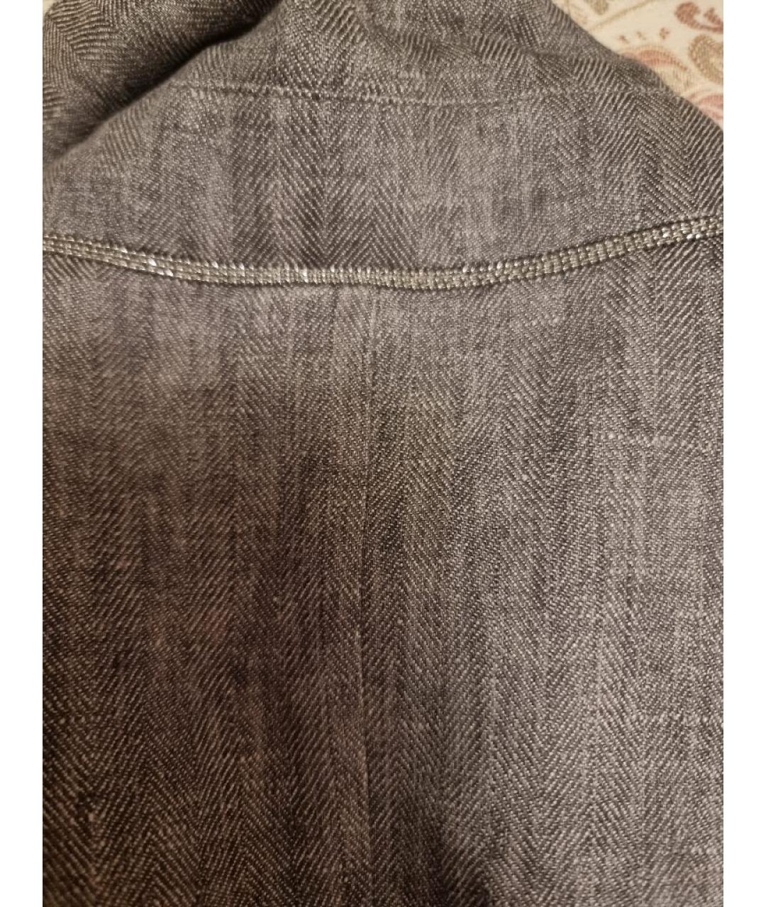 BRUNELLO CUCINELLI Серый льняной жакет/пиджак, фото 9