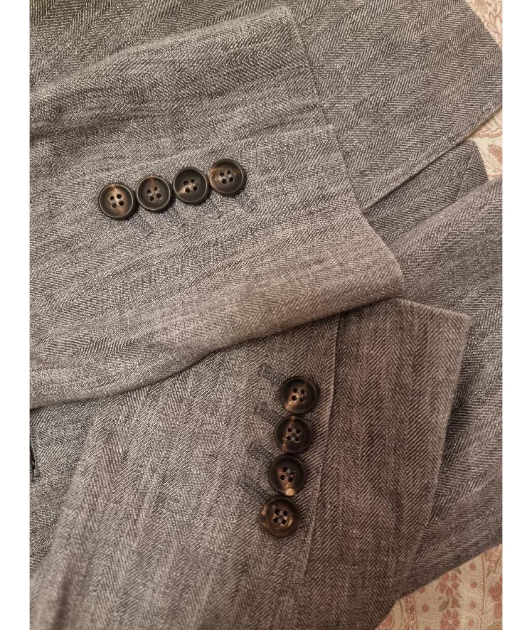 BRUNELLO CUCINELLI Серый льняной жакет/пиджак, фото 7