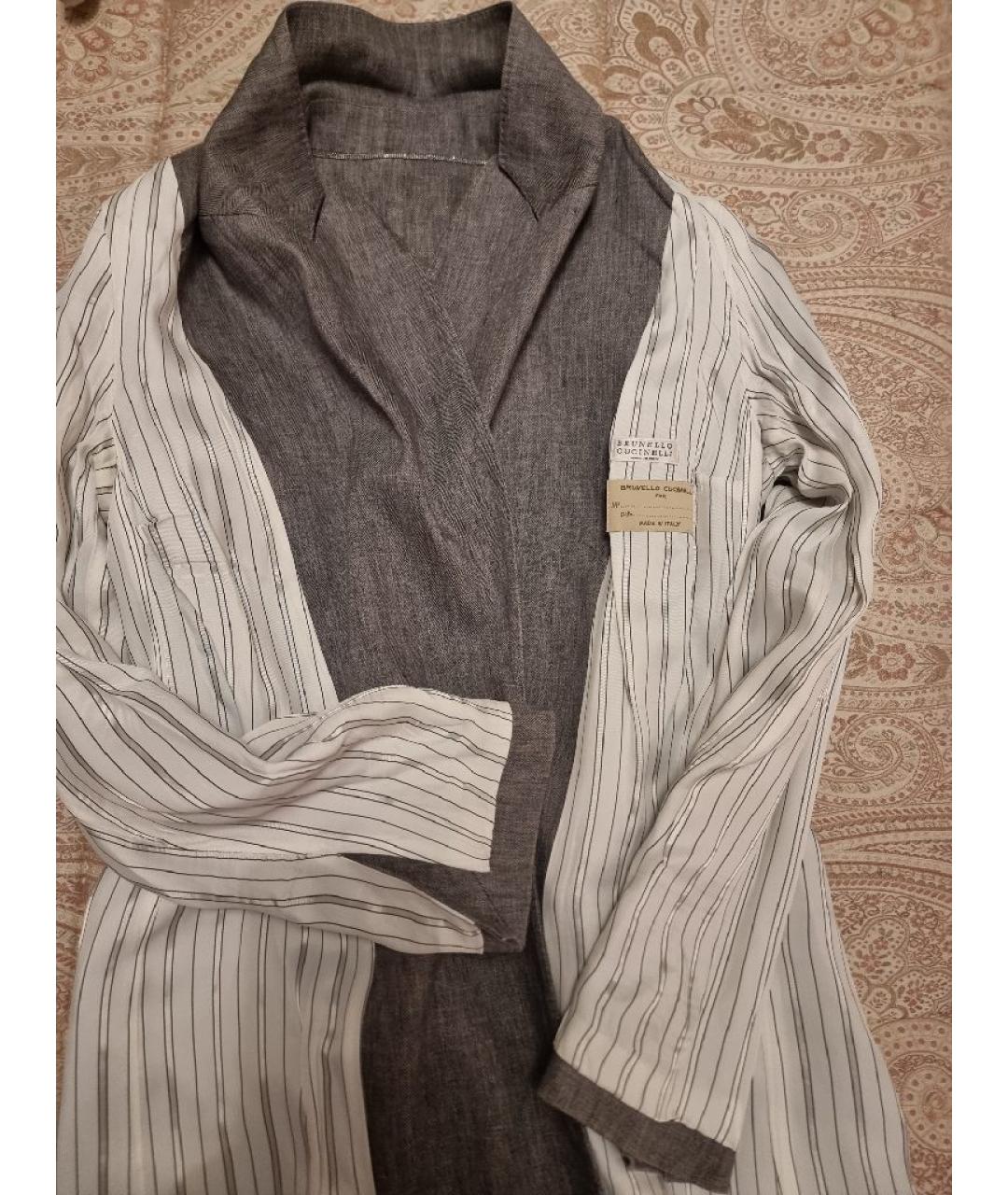 BRUNELLO CUCINELLI Серый льняной жакет/пиджак, фото 3