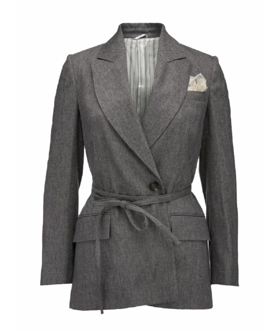 BRUNELLO CUCINELLI Серый льняной жакет/пиджак, фото 1