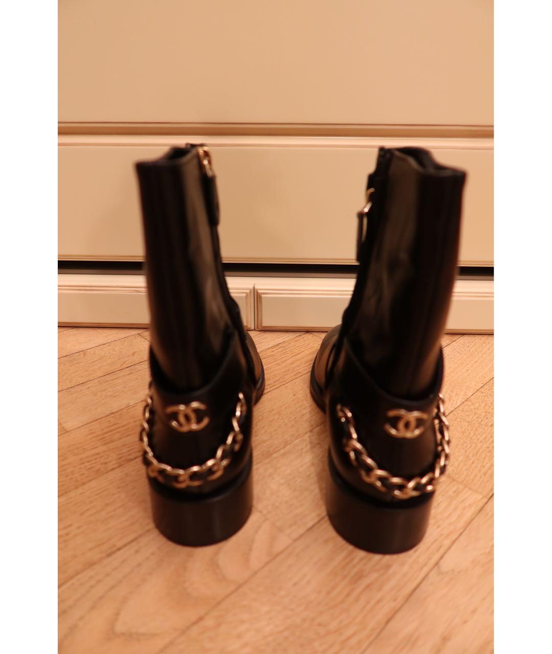 CHANEL Черные кожаные полусапоги, фото 4