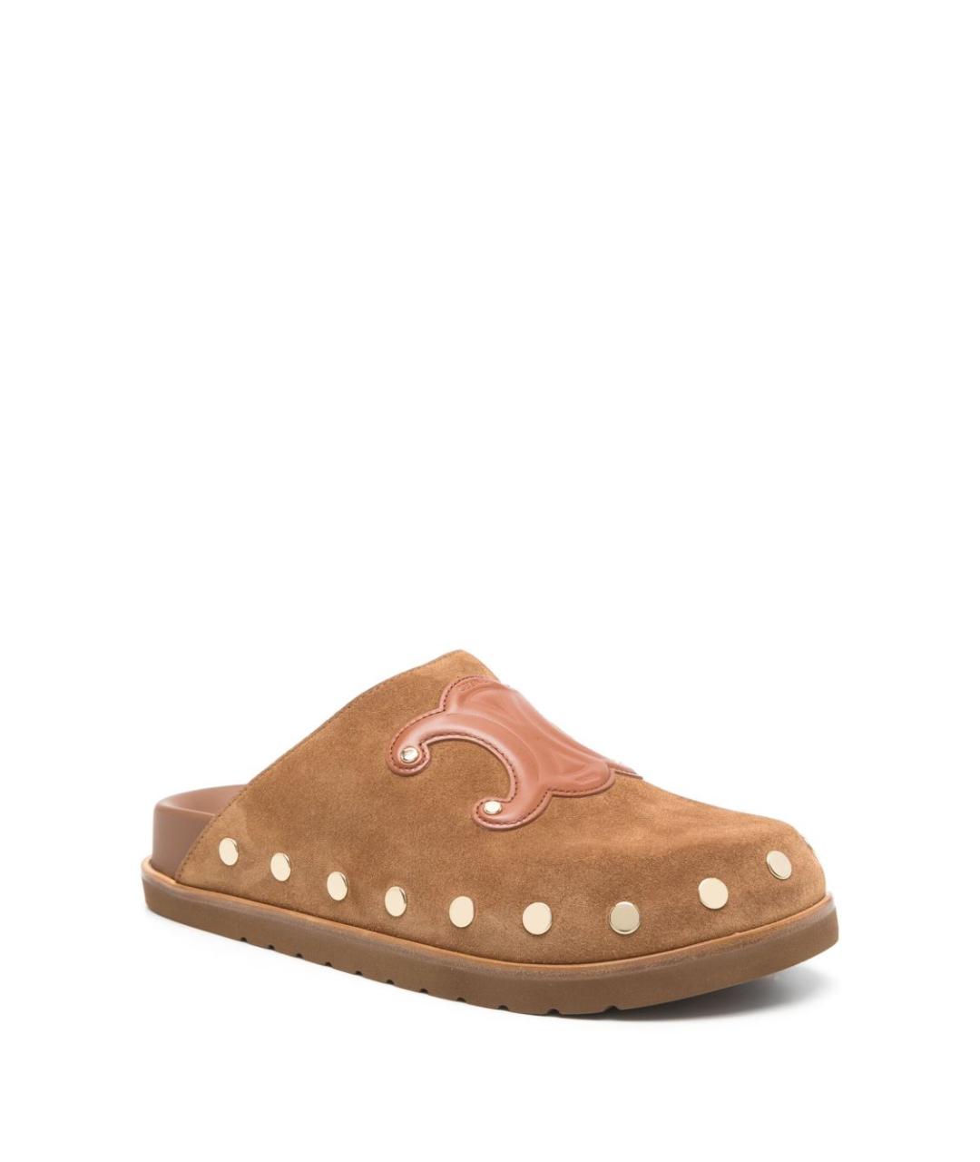 CELINE Коричневые замшевые сабо, фото 3