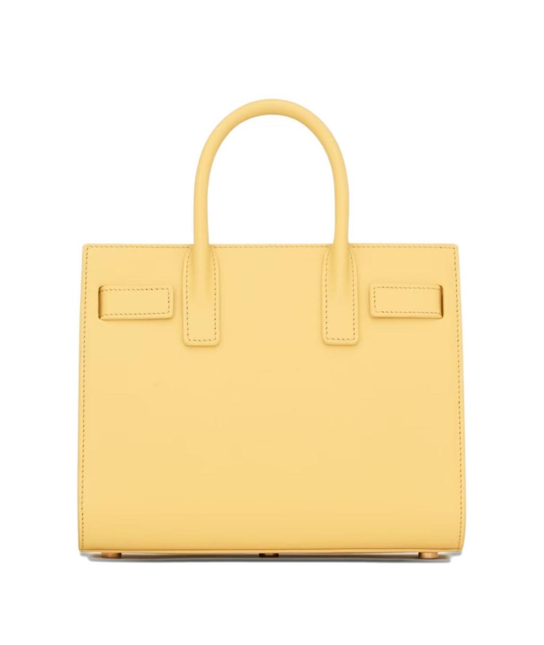 SAINT LAURENT Желтая кожаная сумка тоут, фото 3