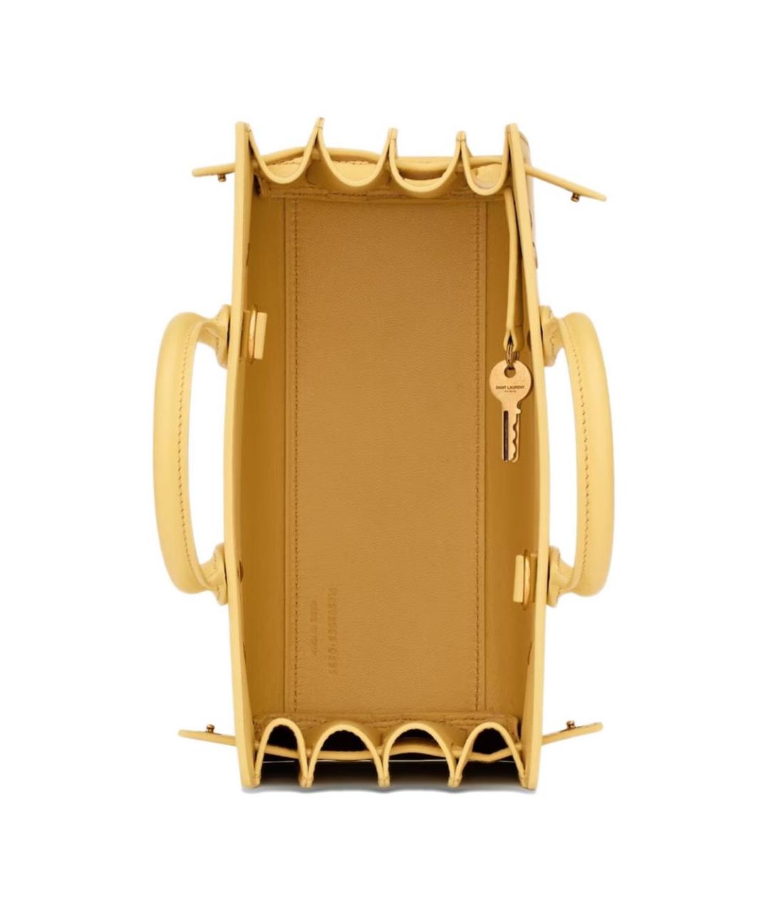 SAINT LAURENT Желтая кожаная сумка тоут, фото 4